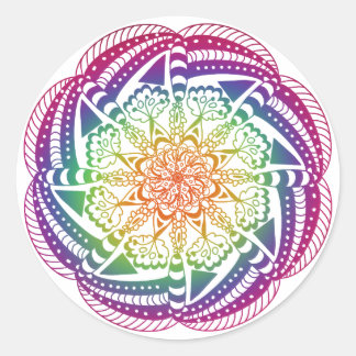Färgfull Mandala Stickers. Runt Klistermärke
