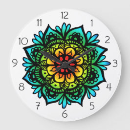 Färgfull Mandala Wall Clock Stor Klocka