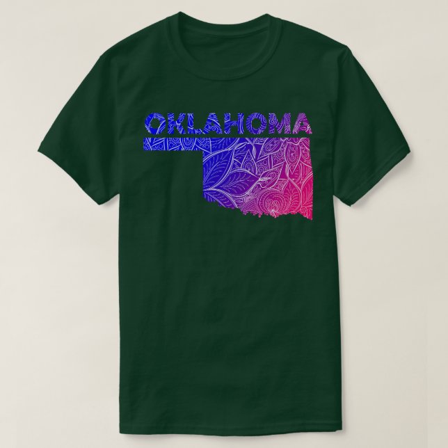 Färgfull mandalatart karta i Oklahoma med text i T Shirt (Design framsida)