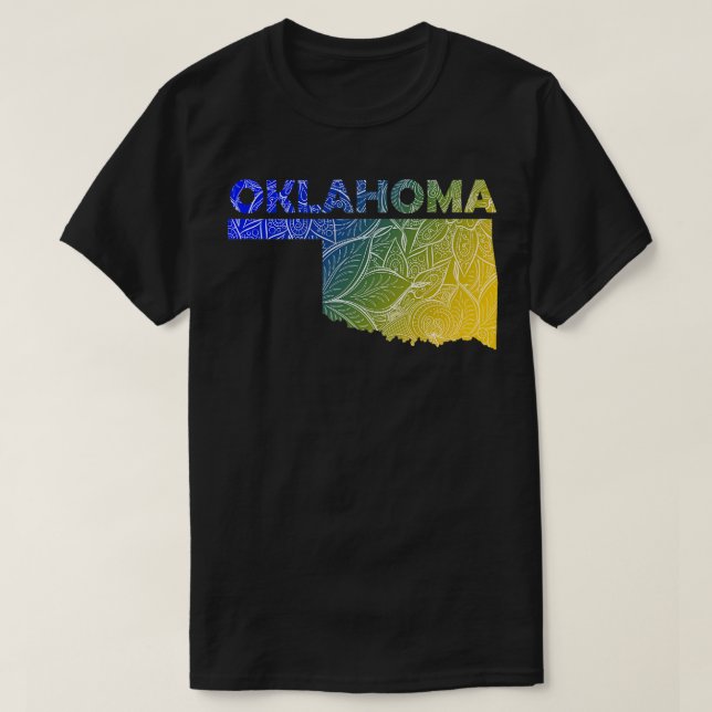 Färgfull mandalatart karta i Oklahoma med text i T Shirt (Design framsida)