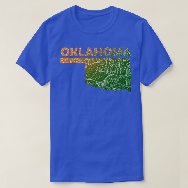 Färgfull mandalatart karta i Oklahoma med text i T Shirt (Design framsida)