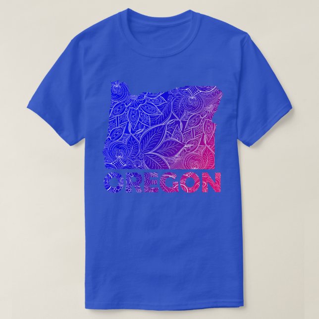 Färgfull mandalatart karta i Oregon med text i bl T Shirt (Design framsida)