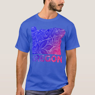 Färgfull mandalatart karta i Oregon med text i bl T Shirt