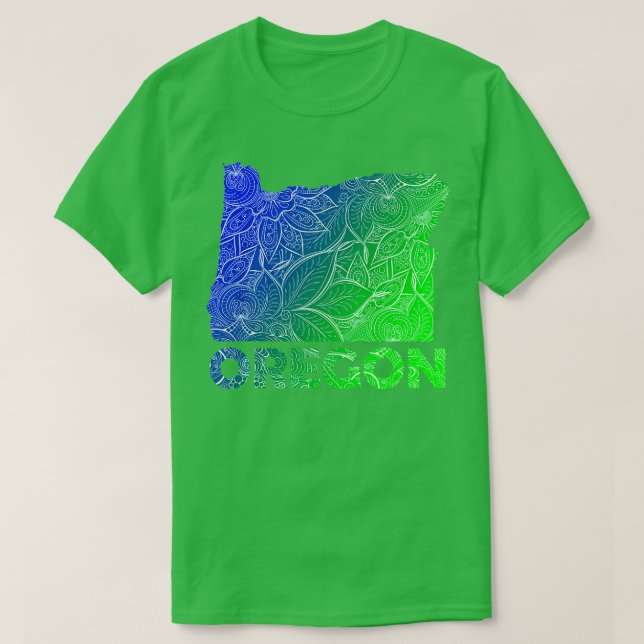 Färgfull mandalatart karta i Oregon med text i bl T Shirt (Design framsida)