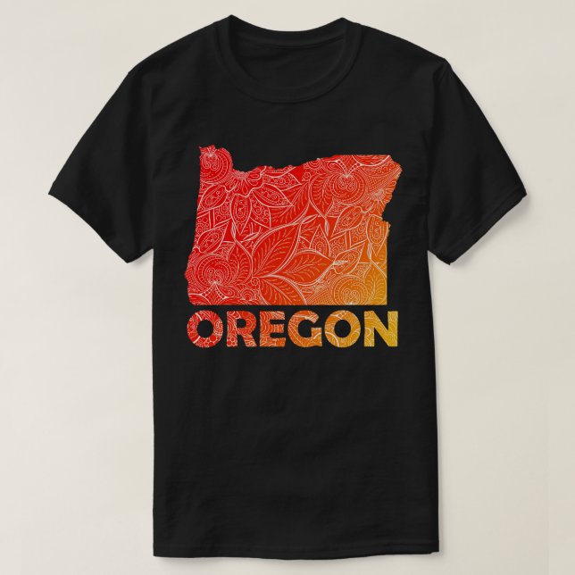 Färgfull mandalatart karta i Oregon med text i bl T Shirt (Design framsida)