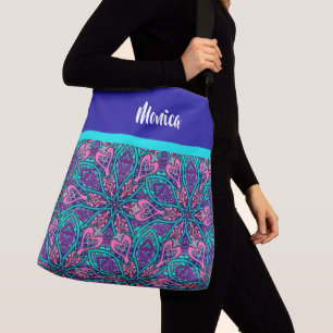 Färgfull Mandaldesign, Lila Rosa Aqua Axelväska