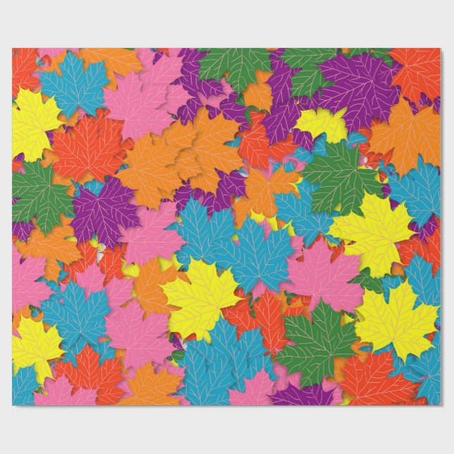 Färgfull maple löv mönster presentpapper (Platt)