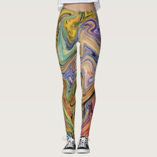 Färgfull Marbleized Background Vild Mönster Leggings