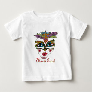 Färgfull Mardi Gras Glitter Feather Mask T-shirt