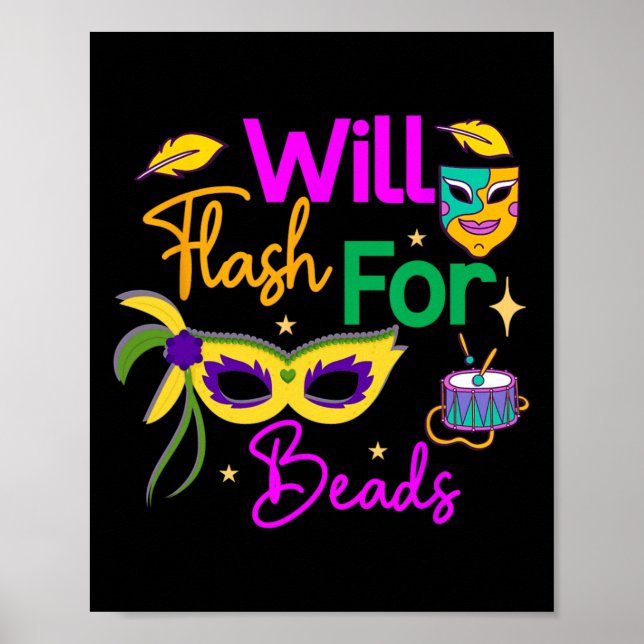 Färgfull mardi Gras kommer att blinka för Pärlor Poster (Framsidan)