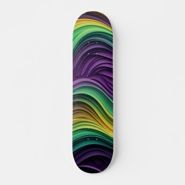 Färgfull Mardi Gras-våg mönstrad Mini Skateboard Bräda 18,5 Cm (Framsida)