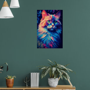 Färgfull marint Coon Cat Art Poster