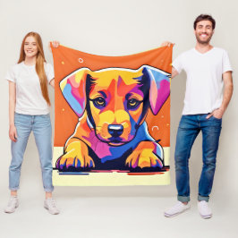 Färgfull marionettgrafik fleecefilt