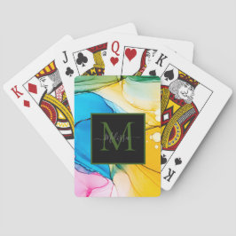 Färgfull marmorerad monogram Namn Casinokort
