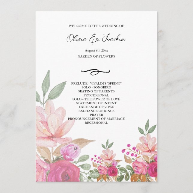 Färgfull Marrissa Watercolor Handmålad Prog Program (Framsida)