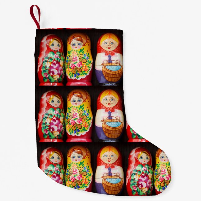 Färgfull Matryoshka Dolls Liten julklapp Liten Julstrumpa (Framsidan)