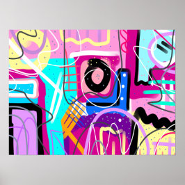 Färgfull maximalistisk Abstrakt för uttryck Poster