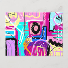 Färgfull maximalistisk Abstrakt för uttryck Vykort