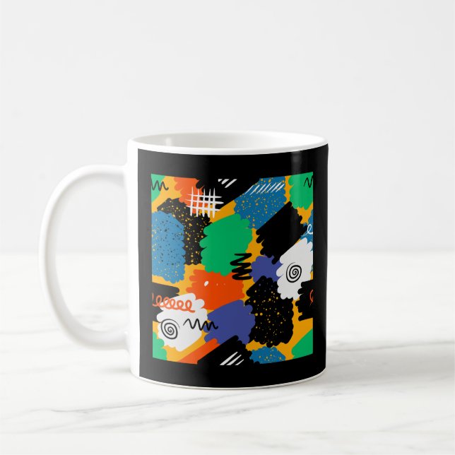 Färgfull maximalistisk design kaffemugg (Vänster)