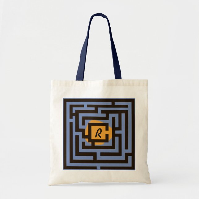 Färgfull Maze med Anpassningsbar Monogram Orange Tygkasse (Framsidan)