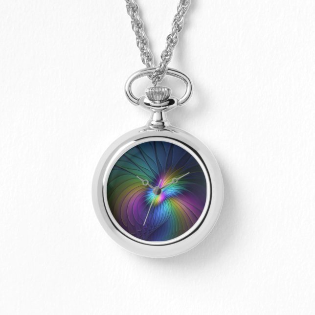 Färgfull med blå modern Abstrakt fjällkonst Armbandsur (Framsida)