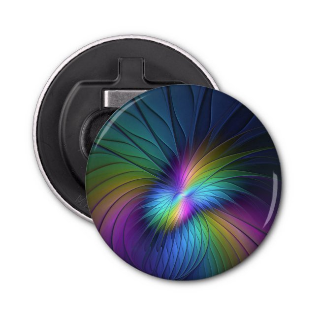 Färgfull med blå modern Abstrakt fjällkonst Flasköppnare (Framsidan)