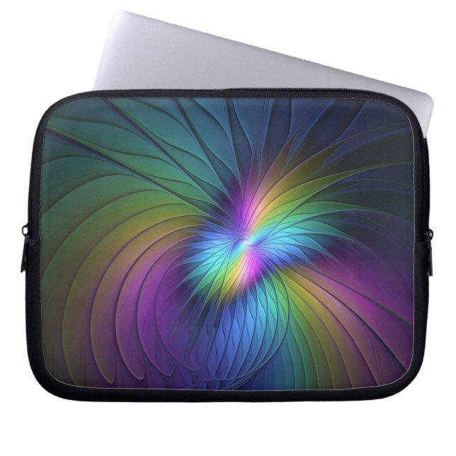 Färgfull med blå modern Abstrakt fjällkonst Laptop Fodral (Framsidan)