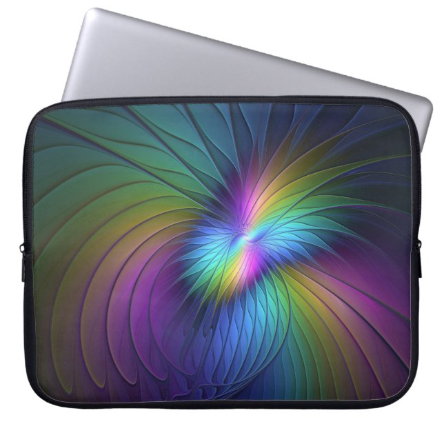 Färgfull med blå modern Abstrakt fjällkonst Laptop Fodral (Framsidan)