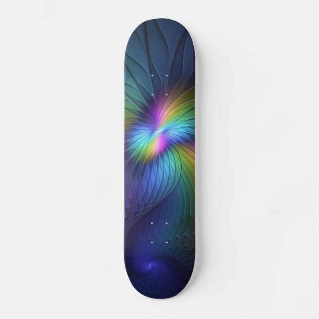 Färgfull med blå modern Abstrakt fjällkonst Mini Skateboard Bräda 18,5 Cm (Framsida)