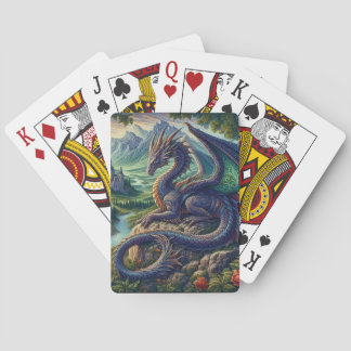 Färgfull, medeltida drakslott casinokort