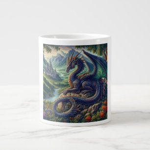 Färgfull, medeltida drakslott jumbo mugg