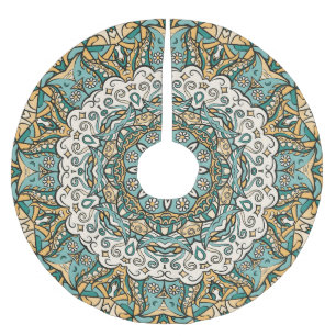 Färgfull Mehndi Tile Seamless Tracery Julgransmatta Borstad Polyester