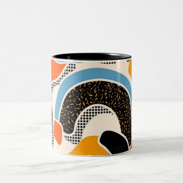 Färgfull Memphis sömlös mönster V Två-Tonad Mugg (Center)