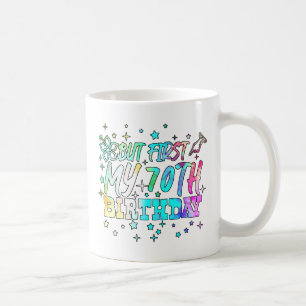 Färgfull men först min 70-årsdagars rand kaffemugg