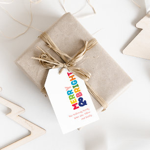 Färgfull merry och Bright Gift-Märkre Presentetikett