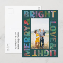 Färgfull Merry och Bright Kärlek och Light Helgdag Vykort