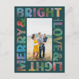 Färgfull Merry och Bright Kärlek och Light Helgdag Vykort