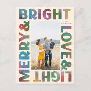 Färgfull Merry och Bright Kärlek och Light Helgdag Vykort