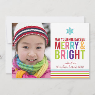 Färgfull merry och Bright Photo Julkort