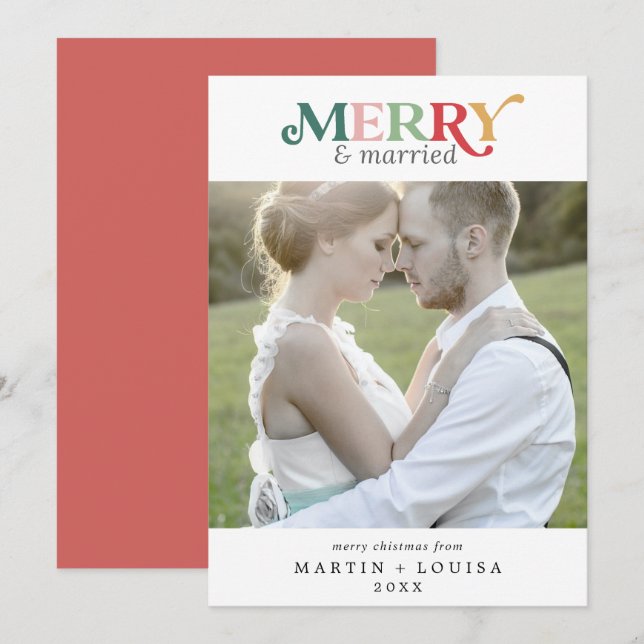 Färgfull merry och gift nylyft foto julkort (Fram/baksida)