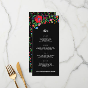 Färgfull mexikansk broderimottagningsmiddag meny