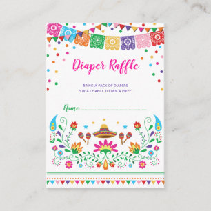 Färgfull mexikansk fiesta Diaper Raffle Baby Showe Tilläggskort