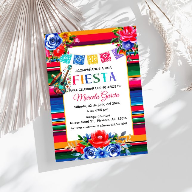 Färgfull mexikansk fiesta Födelsedagsfest spanska Inbjudningar (Skapare uppladdad)