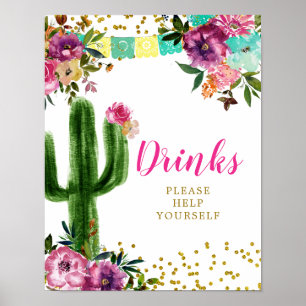 Färgfull mexikansk tako om Drink-tecknet Kärlek Poster