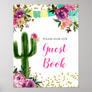 Färgfull mexikansk tako om Kärlek Guest Bok-tecken Poster