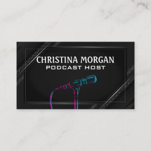 Färgfull mikrofon Podcaster Visa samtalsvärd Visitkort