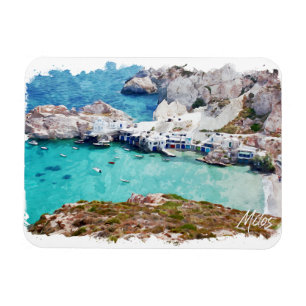 Färgfull Milos Greece Panorama View Magnet