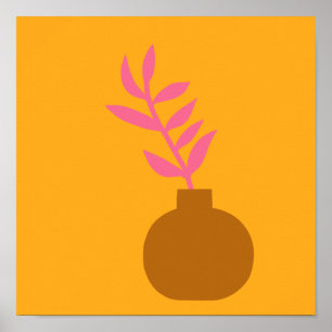 Färgfull minimal botanisk växtkonst i Gult Poster