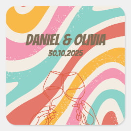 Färgfull minimalistisk Bröllop Fyrkantigt Klistermärke