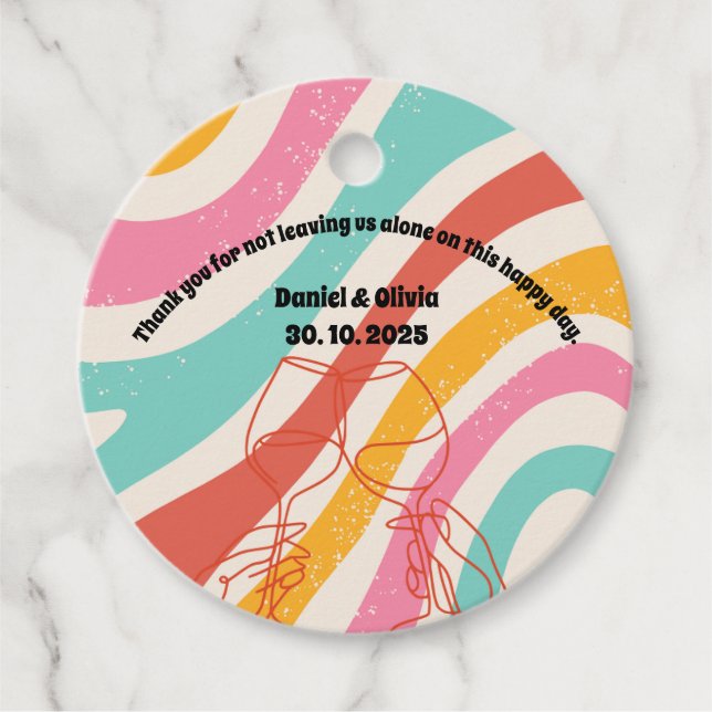 Färgfull minimalistisk Bröllop Gåvor Etiketter (Framsida)